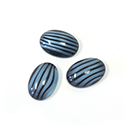 German Glass Medium Dome Striped Moonstone Cabochon - Oval 14x10MM BLUE ON BLACK