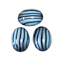 German Glass Medium Dome Striped Moonstone Cabochon - Oval 18x13MM BLUE ON BLACK