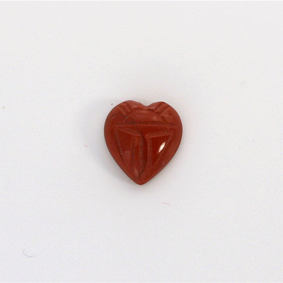 Gemstone Flat Back Carved Scarab - Heart 12x11MM RED JASPER