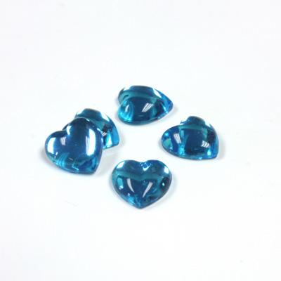 Plastic Flat Back Foiled Cabochon - Heart 11x10MM AQUA