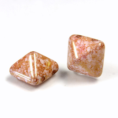 Preciosa Czech Pressed Glass 2-Hole Bead - Pyramid Studs 12x12MM PINK AGATE