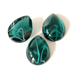 Glass Medium Dome Lampwork Cabochon - Pear 18x13MM FLAWED EMERALD