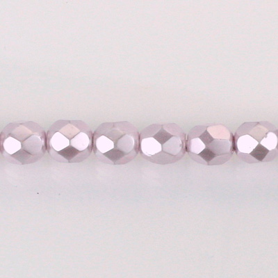 Czech Glass Pearl Faceted Fire Polish Bead - Round 06MM LAVENDER 70427