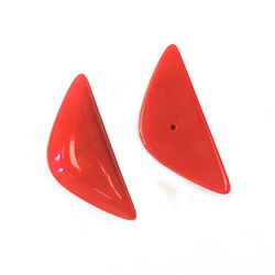 Japanese Glass Opaque Cabochon - Half Moon 28x12MM RED