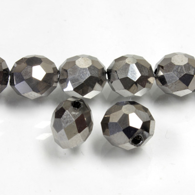 Chinese Cut Crystal Bead 26 Facet Side Drilled - Rondelle 08MM DARK SILVER METALLIC