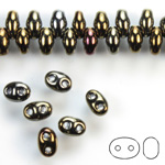 Preciosa Czech Glass 2-Hole Seed Bead - Twin 2.5x5MM IRIS BROWN 59115 Strung