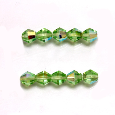 Czech Glass Fire Polished Bead - Bicone 06MM PERIDOT AB