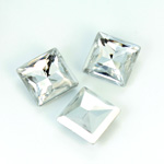 Plastic Point Back Foiled Stone - Square 14x14MM CRYSTAL