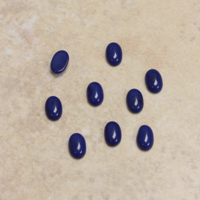 Glass Medium Dome Opaque Cabochon - Oval 06x4MM LAPIS BLUE