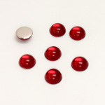 Plastic Flat Back Foiled Cabochon - Round 07MM RUBY