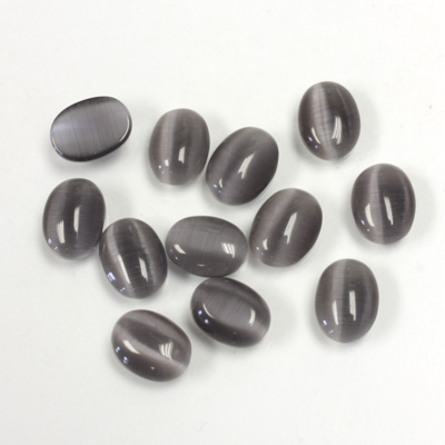 Fiber-Optic Cabochon - Oval 08x6MM CAT'S EYE GREY