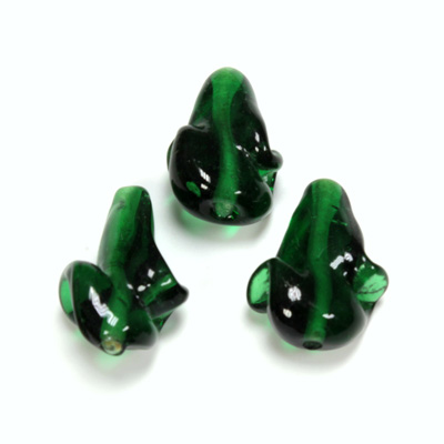 Indian Glass Lampwork Bead - Twisted Smooth 24x18MM DARK EMERALD