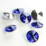 Plastic Point Back Foiled Rivoli 10MM SAPPHIRE