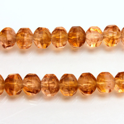 Czech Glass Fire Polished Bead - Rondelle Disc 6x5MM ROSE-TOPAZ