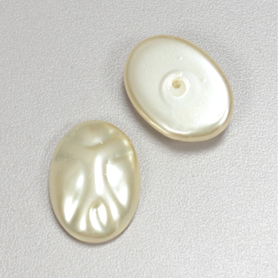 Glass Cabochon Baroque Top Pearl Dipped - Oval 25x18MM WHITE