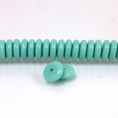 Czech Pressed Glass Bead - Smooth Rondelle 8MM TURQUOISE
