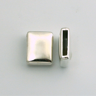 Metalized Plastic Bead - Cushion Slide 16x12MM SILVER