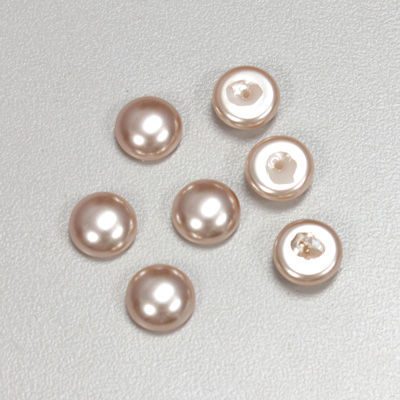 Glass Medium Dome Pearl Dipped Cabochon - Round 09MM DARK ROSE