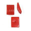 Glass Curved Ribbed Top Opaque Cabochon - Cushion 16x12MM RED