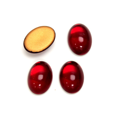 Glass Medium Dome Foiled Cabochon - Oval 14x10MM RUBY