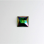 Glass Flat Back Rauten Rose Stone - Square 10x10MM IRIS GREEN Coated