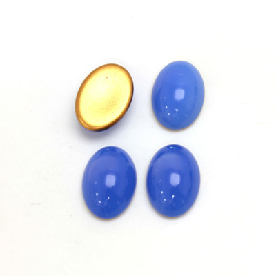 Glass Medium Dome Foiled Cabochon - Oval 14x10MM OPAL BLUE