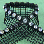 Plastic Rhinestone Banding 1 Row with Net One Edge PP29 CRYSTAL-BLACK