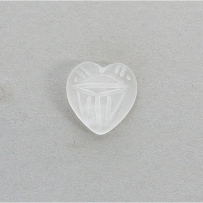 Gemstone Flat Back Carved Scarab - Heart 15x14MM MATTE CRYSTAL