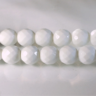 Czech Glass Fire Polish Bead - Round 10MM CHALKWHITE