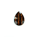 Plastic Flat Back Striped Rauten Rose - Pear 18x13MM DYED BROWN on BLACK