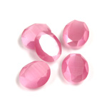 Fiber-Optic Flat Back Stone with Faceted Top and Table - Oval 12x10MM CAT'S EYE LT PINK