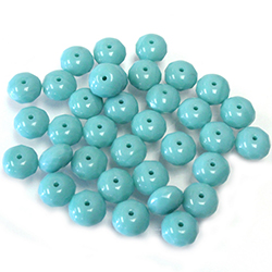 Czech Glass Fire Polish Bead - Rondelle Donut 09x6MM TURQUOISE