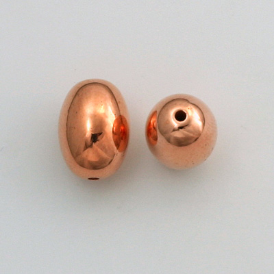 Metalized Plastic Smooth Bead - Oval 14x10MM COPPER