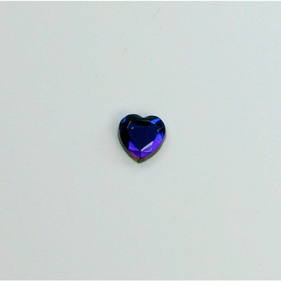 Glass Flat Back Rose Cut Fancy Foiled Stone  - Heart 06MM BERMUDA BLUE