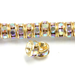 Czech Rhinestone Rondelle - Round Wavy 05MM CRYSTAL AB-GOLD