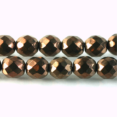 Czech Glass Fire Polish Bead - Round 10MM Full Coated ANTIQUE COPPER