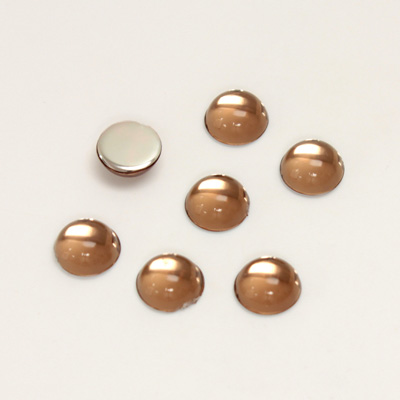 Plastic Flat Back Foiled Cabochon - Round 07MM SMOKE TOPAZ