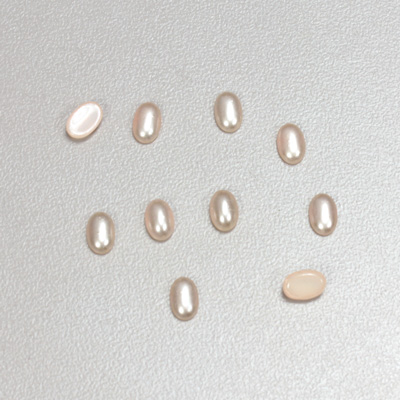 Glass Medium Dome Cabochon Pearl Spray Finish - Oval 06x4MM LT ROSE