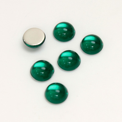 Plastic Flat Back Foiled Cabochon - Round 08MM EMERALD