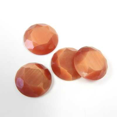 Fiber-Optic Flat Back Stone with Faceted Top and Table - Round 13MM CAT'S EYE COPPER