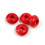 Czech Pressed Glass Bead - Round Rondelle Pony 06x11MM RED