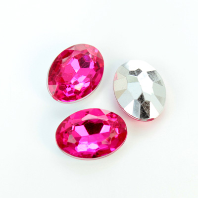 Plastic Point Back Foiled Stone - Oval 18x13MM ROSE