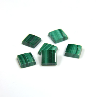 Gemstone Flat Back Single Bevel Buff Top Stone - Square 06x6MM MALACHITE