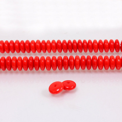 Czech Pressed Glass Bead - Smooth Rondelle 6MM RED