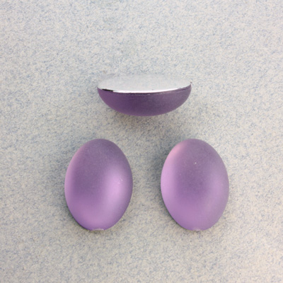 Plastic Flat Back Foiled Cabochon - Oval 18x13MM MATTE LIGHT AMETHYST