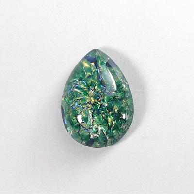 Glass Medium Dome Lampwork Cabochon - Pear 25x18MM GREEN OPAL (02420)