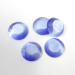 Fiber-Optic Flat Back Stone with Faceted Top and Table - Round 11MM CAT'S EYE LT BLUE