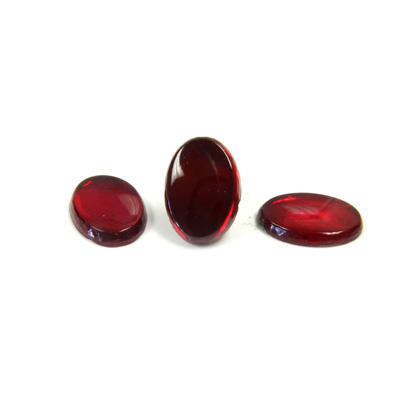 Glass Cabochon Buff Top  Foiled - Oval 14x10MM RUBY