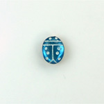 Glass Flat Back Lady Bug Stone with White Engraving - Oval 10x8MM AQUA