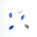 Plastic Flat Back Foiled Rose Cut Rhinestone - Navette 08x4MM SAPPHIRE